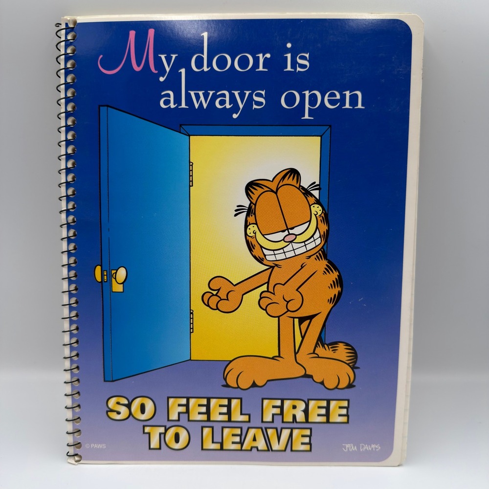 Vintage Mead Garfield Spiral Notebook My Door Is Always Open Wide Ruled 05564